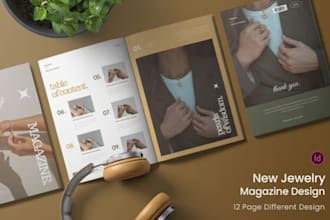 design print ready product catalog, magazine spec sheet for jewelry brand