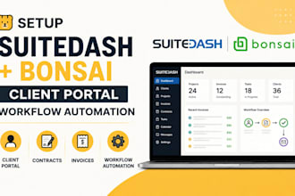 setup suitedash bonsai client portal contracts invoices workflow automation