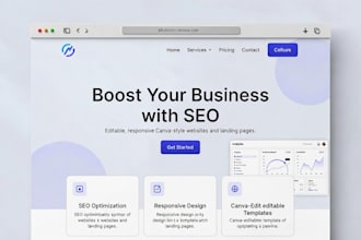 design editable responsive canva website and landing page for your business SEO