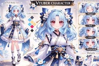 draw live2d vtuber model, vtuber rigging and pngtuber avatar and refsheet