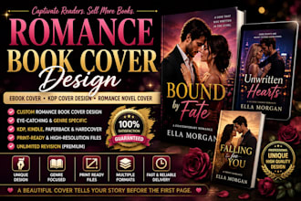 design a romance book cover, ebook cover, KDP cover design, romance novel cover