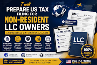 prepare US tax filing for non resident llc owners and ein businesses