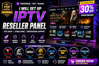 set up reseller panel, tivione, trex,m3u,lionott,maxott,strong 8k,megaott,dream