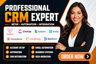 setup vagaro clickup crm kickserv vcita honeybook mindbody boomtown integration