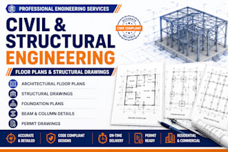 civil and structural engineering architectural floor plan and structural drawing
