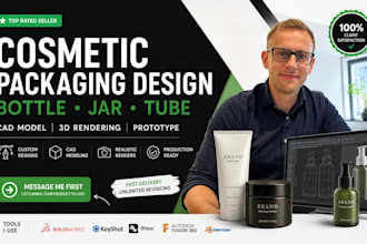 design cosmetic packaging bottle jar tube cad model rendering prototype
