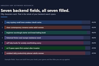 research amazon KDP keywords and write your 7 backend search terms