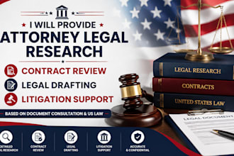provide legal research contract review legal drafting and litigation support