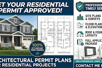 draw architectural permit plans and permit drawing for residential house permits
