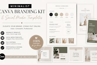 design minimalist canva branding kit and social media templates