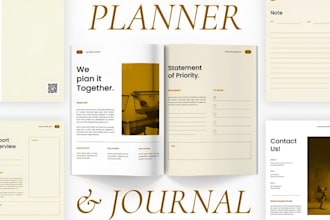 design hyperlinked digital planner , journal and canva workbook for indie author