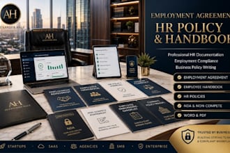 draft employment agreement, HR policy and employee handbook documents