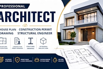 be your architect for house plan construction permit drawing structural engineer