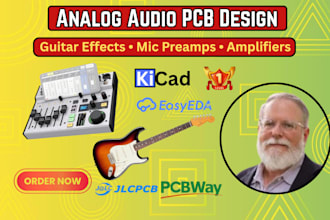 design analog audio pcb for guitar effects, mic preamp and amplifier