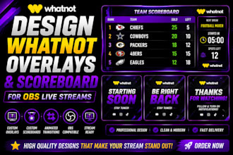design whatnot overlays and scoreboard for obs live streams