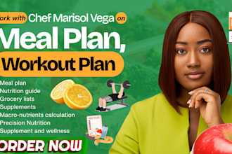 design custom meal plan, workout plan, write healthy recipes, cookbook design
