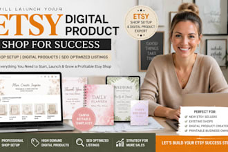 design premium etsy digital products etsy store setup etsy shop SEO listings