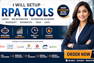 setup rpa tools uipath IBM automation anywhere microsoft datamatics pega laiye