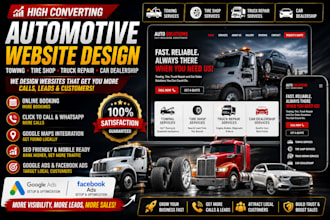 design towing tire shop truck repair car dealership via fb google ads website