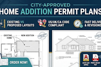draft home addition permit plans and house addition drawings for city approval