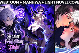 draw shonen anime manhwa webtoon cover light novel comic book cover art webcomic