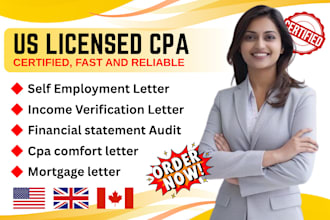 prepare US CPA letter income verification comfort letter and financial statement