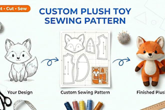 draft a custom plush toy sewing pattern from your design
