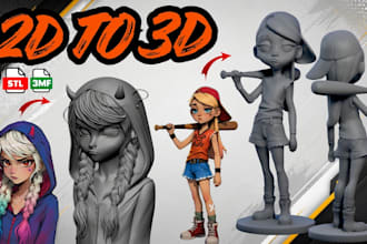 convert 2d image to 3d model figurine character sculpt anime stl file printing