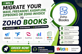 migrate wave freeagent kashflow zipbooks or zoho invoice to zoho books