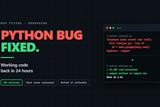 fix your python bug or error in 24 hours