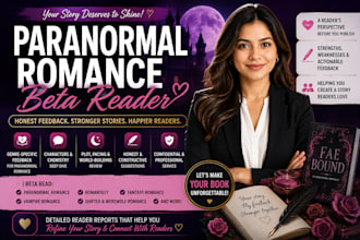 beta read your paranormal romance, romantasy and fantasy romance beta reader