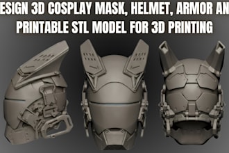 design 3d cosplay mask, helmet, armor and printable stl model for 3d printing