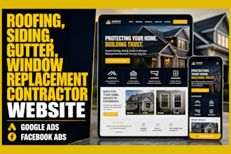 design roofing, siding, gutter, window replacement contractor website google ads