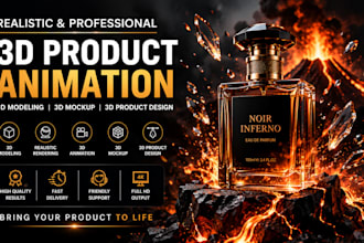 do realistic 3d product animation, 3d modeling, 3d mockup and 3d product design