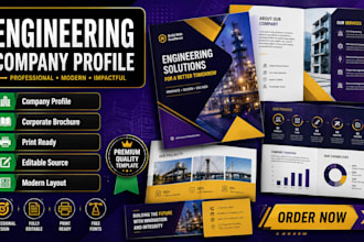 design a professional engineering company profile and corporate brochure