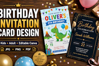 design birthday invitation card kids party invite or cavna template