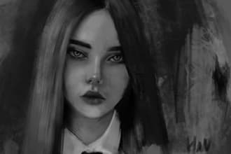 draw charcoal portrait for your lovers or family with timelapse video