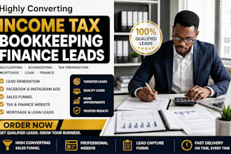 generate income tax leads bookkeeping leads finance website and tax website