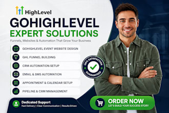 design gohighlevel event website ghl funnel and CRM automation setup