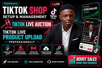 setup tiktok shop, tiktok live auction tik tok live product upload professionlly