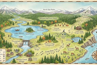 create a custom fantasy adventure map and illustrated outdoor landscape map