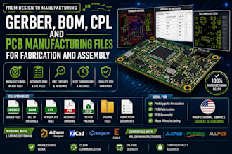 prepare gerber bom cpl and pcb manufacturing files for fabrication
