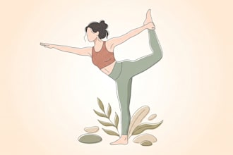 create professional yoga and workout pose illustrations