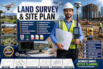 create land survey site plan boundary survey plot plan autocad drafting