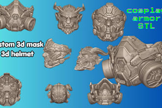 sculpt custom 3d mask, halloween, 3d helmet, cosplay armor stl for 3d printing