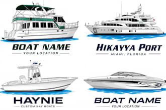 draw modern boat name logo, yacht, marine or any graphic art illustration