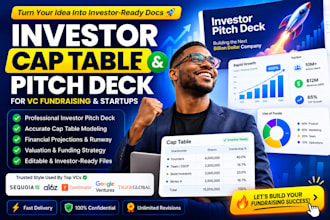 create an investor cap table pitch deck for venture capital fundraising startup