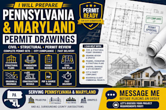 prepare pennsylvania and maryland civil structural permit drawings