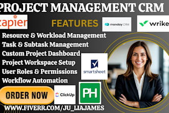setup clickup smartsheet wrike teamwork proofhub zapier mondaycom automation