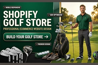 design shopify golf store, golf equipment website golf tees golf apparel website